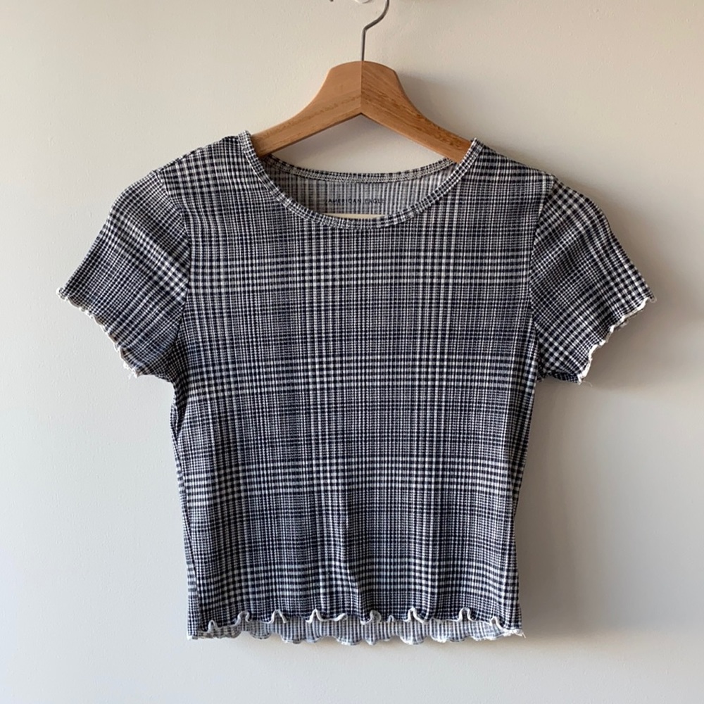 AE B&W Grid Crop Top (low price when you buy 1+)